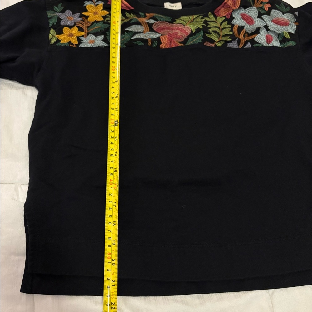 TINY for Anthropologie Phoenix Embroidered Floral Black Sweatshirt - Picture 8 of 9